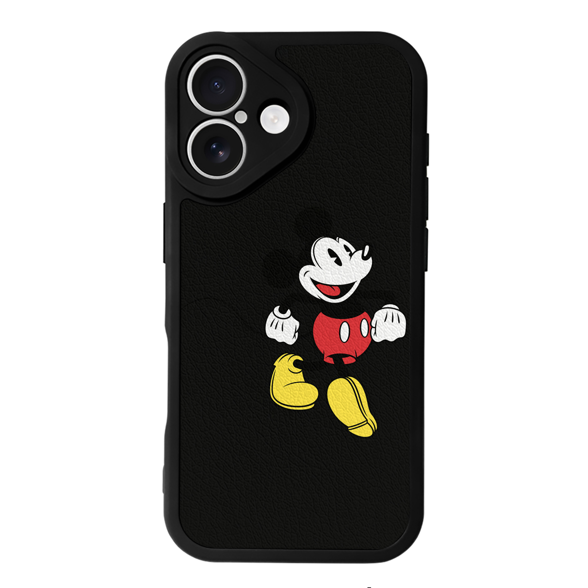 （画像用） ミッキーマウス Mickey Mouse 【iPhone 16シリーズ対応】シリコンスマホケース（レザー調） 材質：シリコン